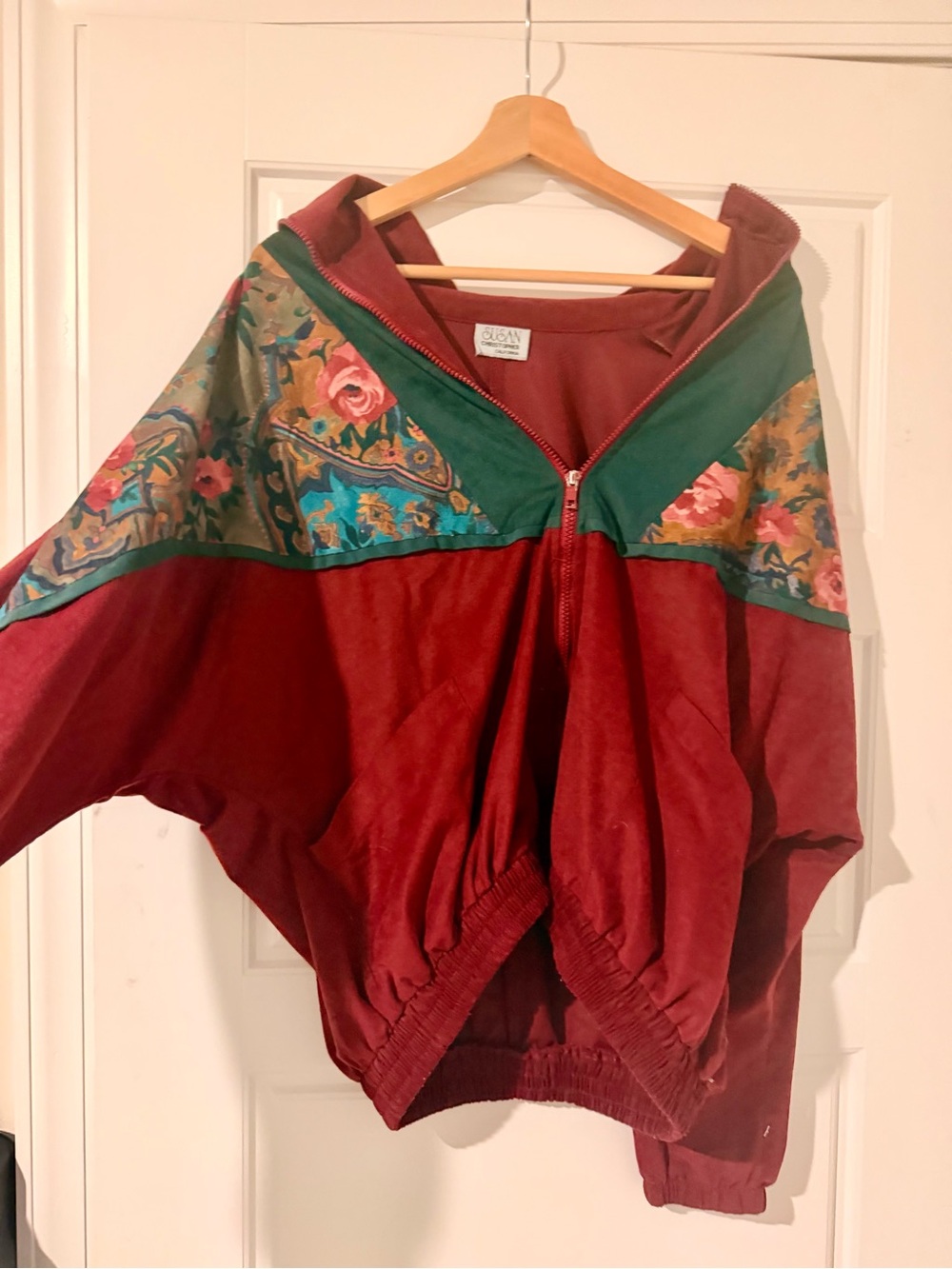 Vintage Susan Bristol Red Floral-Accent Zip-Up Women's Jacket